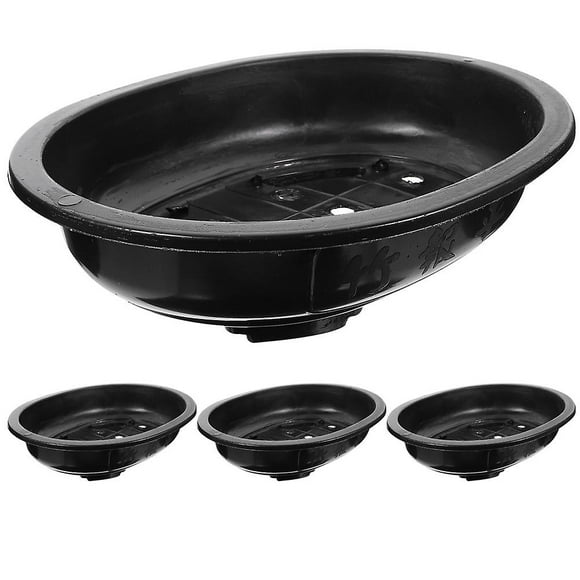 4 Pcs Flower Pots Indoor Plants Large Planters Oval Bonsai Tree Pot Ceramic Flower Pot Shallow Planter Pot Pottery Bowl