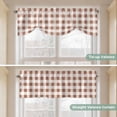 thumbnail image 4 of Brown Checkered Tie Up Valance Curtains for Windows, Kitchen Curtains Window Shades, Farmhouse Buffalo Plaid Light Filtering Roman Curtain Valances for Bedroom/Bathroom/Cafe 60"x18", 4 of 9