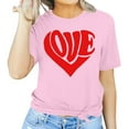 thumbnail image 2 of Babysbule Womens Tops Adult's Valentine's Day Cute Love Print T-shirt Casual Stylish Round Neck Short Sleeve Blouses, 2 of 4