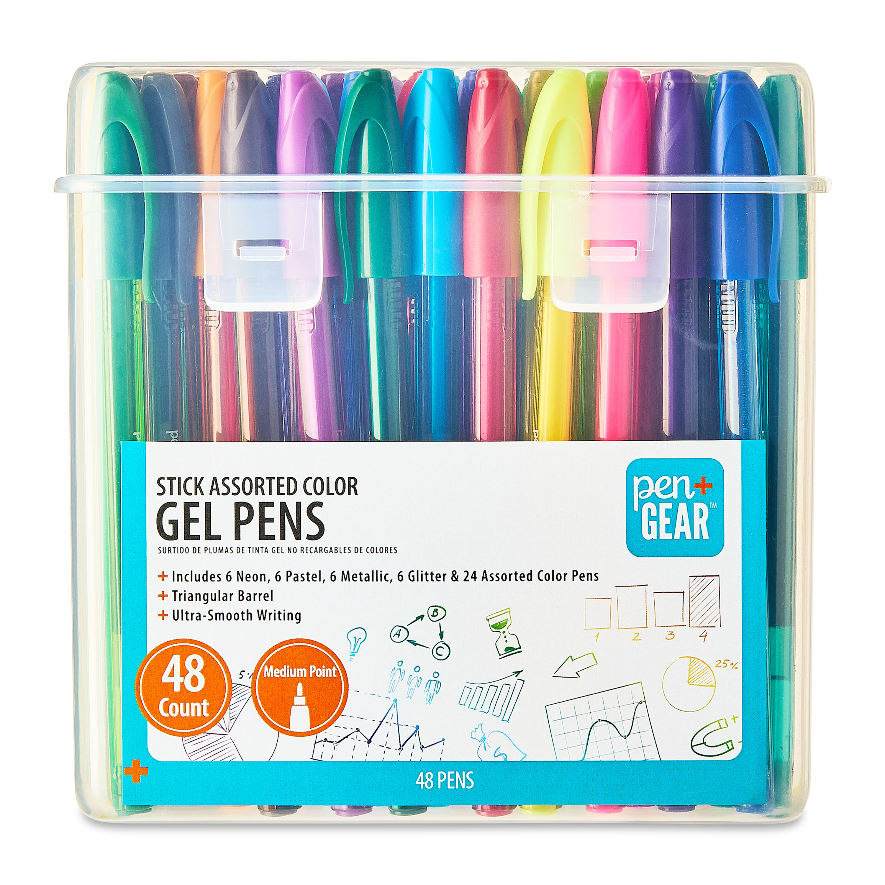 Plumas de gel Pen+Gear, punta mediana, 0.7 mm, colores surtidos, 48 unidades, 192511 6
