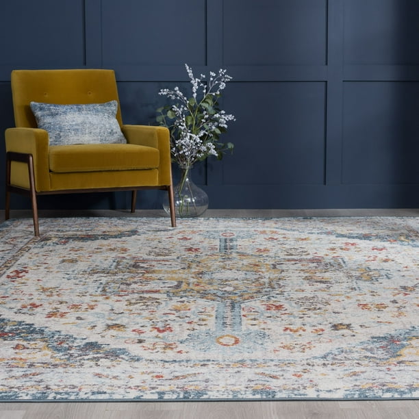 Traditional 5x7 Area Rug (5'3'' x 7'3'') Medallion Beige, Cream Living