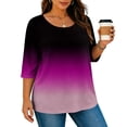 thumbnail image 5 of Qulqfy Fall Womens Graphic Tees Scoop Neck Plus Size Tie Dye 3/4 Length Sleeve Boho Dressy Comfy Casual Spring Knit Womens Tops Summer 3XL, 5 of 8