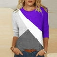 thumbnail image 1 of TIMIFIS Hauts pour Femmes Mi-Long Printemps Automne Imprimés Manches 3/4 Hauts Mode Grande Taille Col Ras du Cou T-Shirts Décontractés Blouses Chemises à Manches Longues pour Femmes Automne, 1 of 4