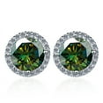 thumbnail image 3 of 925 Sterling Silver Earrings 1 Carat Moissanite Four-Claw Round Earrings, 3 of 5