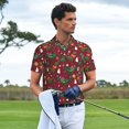 thumbnail image 3 of Yiaed Dinosaur ChristmasPrint Men's Short Sleeve Polo Shirt,Golf Polo for Men Three-Button Golf Shirt Athletic Casual Collared T-Shirt- Medium, 3 of 7