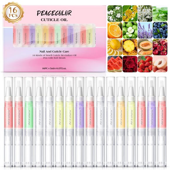 Set de bolígrafos con aceite para cutículas, crema hidratante para uñas PEACECOLOR, 16 unidades