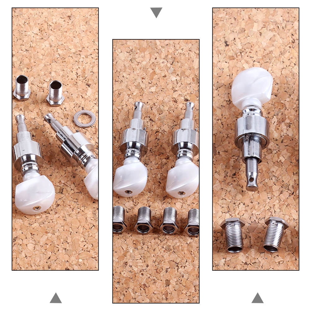 QIFULL Banjo Tuner Qifull 4Pcs Machine Head Tuning Pegs Silver Metal for Banjo Sound Improvement