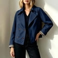 thumbnail image 6 of Tqcoqu Cropped Trench Coat for Women,Long Sleeve Double Breasted Lapel Casual Loose Fit Jackets with Pockets, 6 of 9