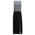 thumbnail image 4 of UPPADA Women's Crewneck Sleeveless Dress Split Flowy Formal Dress Casual Boho Summer Sundress Cocktail Party Prom Long Dresses with Pockets Gray,L, 4 of 5