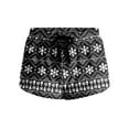 thumbnail image 4 of Women's Soft Stretch Flannel Christmas Print Drawstring Pajama Shorts With Side Pockets, Black, XL, 4 of 4