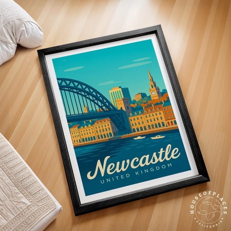Newcastle United Kingdom Tyne Bridge Cityscape Urban Wall Art Unframed Canvas 8x10in