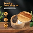 thumbnail image 2 of Salt and Pepper Bowl Acacia Wood Salt and Pepper Box with Rotating Magnetic Lid 2 Compartments Salt and Pepper Cellar with Spoons Practical Salt Spice Box for Home Kitchens, 2 of 10
