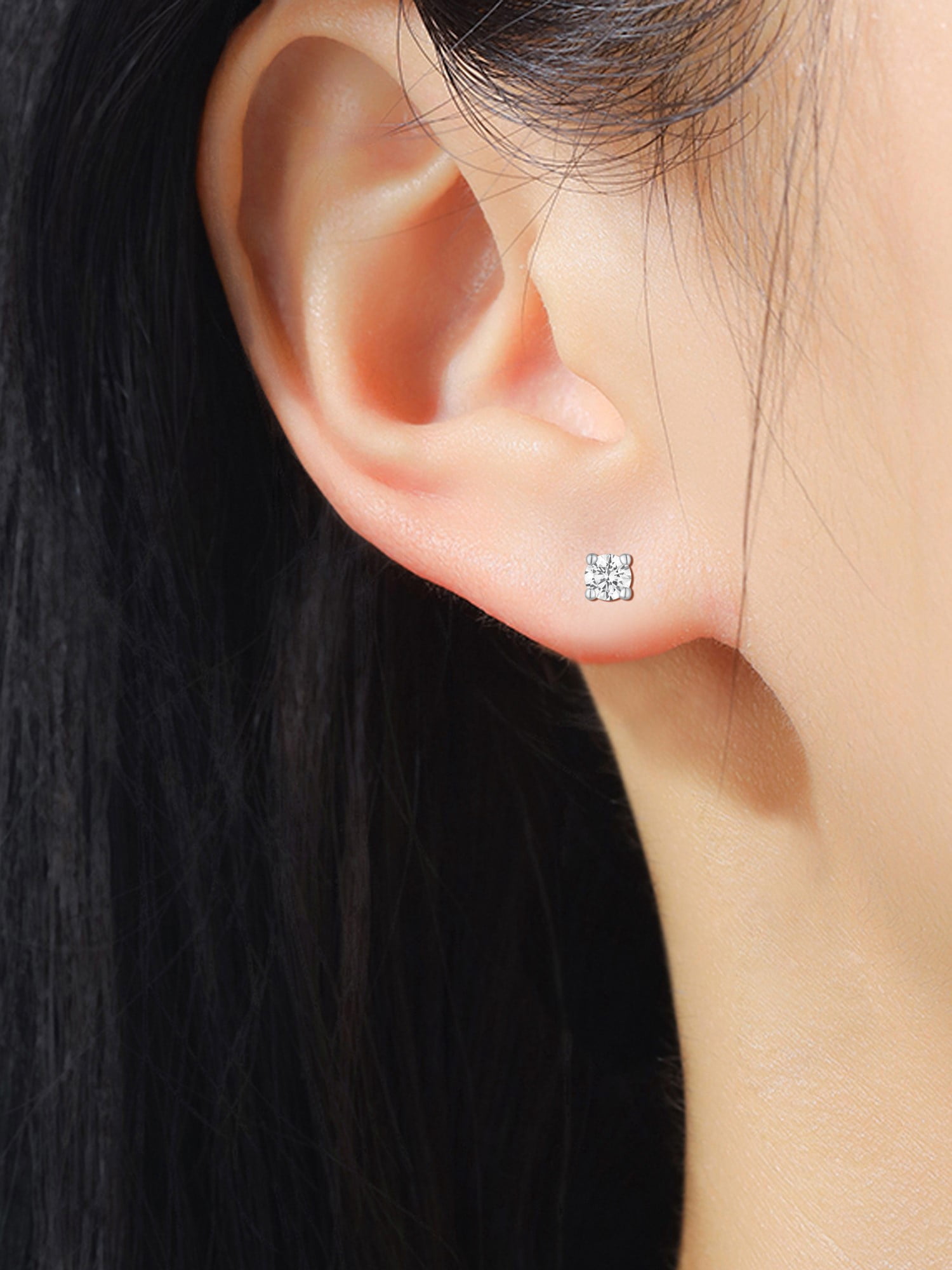 Brilliance Fine Jewelry Women's Round Simulated Diamond Duo Earring Set with Halo in Sterling Silver