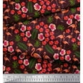 thumbnail image 2 of Soimoi Polyester Crepe Fabric Leaves,Floral & Flamingo Bird Print Fabric by The Yard 42 Inch Wide, 2 of 3