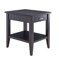 Choco Swing Laurent Solid Wood Side Table with Built-In Swing Arm Lamp and Drawer ...