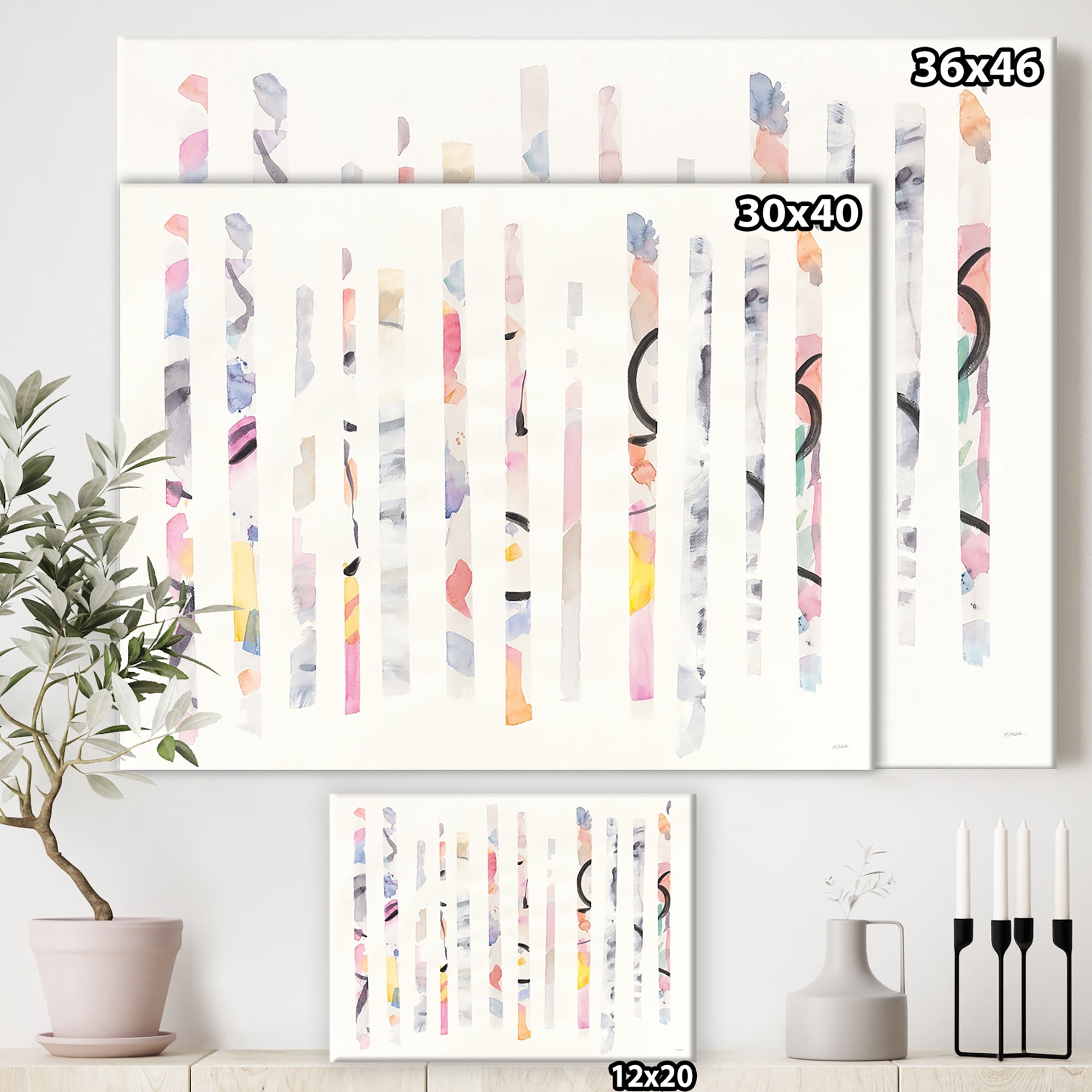 Designart 'MultiColor Geometric Bars' Modern Transitional gallery-wrapped Canvas