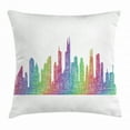 thumbnail image 1 of Chicago Skyline Throw Pillow Cushion Cover, Abstract City Scene in Mixed Rainbow Tones Modern Featured Artful Kitsch, Decorative Square Accent Pillow Case, 18 X 18 Inches, Multicolor, by Ambesonne, 1 of 2