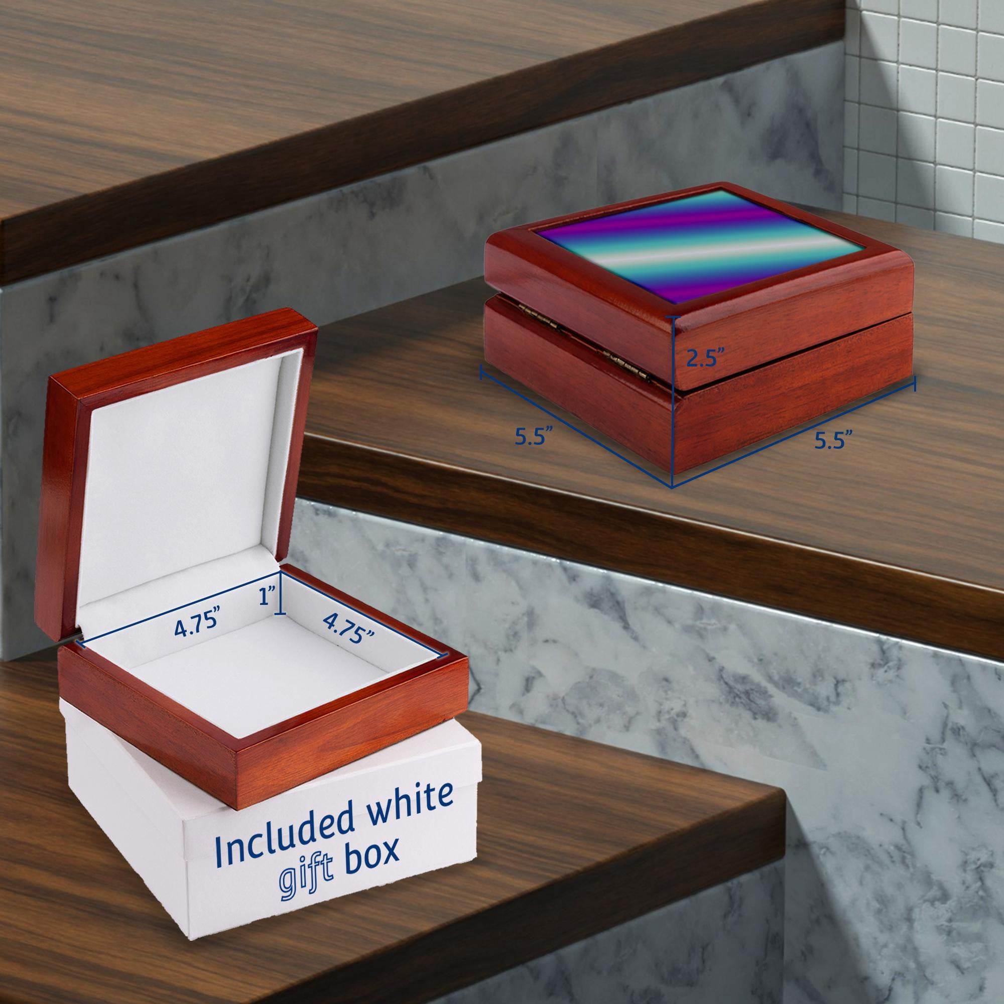 3dRose, Neon Turquoise to Purple, Jewelry Box 5.5x5.5 inch with 4 inch tile