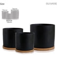 thumbnail image 4 of Keramisk Blomkruka Set med Bambusbricka Svart Inomhus Blomkruka Svart Blomkruka Set Keramisk Blomkruka Behållare Utomhus med Underfat (Stor), 4 of 5