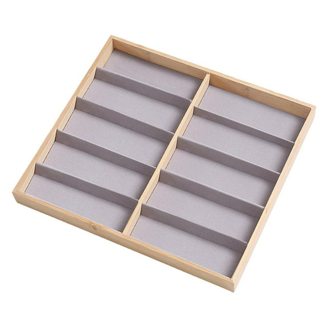 Bambú Open Top Anteojos Gafas de sol Almacenamiento Vitrina Bandeja Se adapta a Hombres Mujeres 10 ranuras Yuyangstore Bandeja de exhibición de gafas de sol