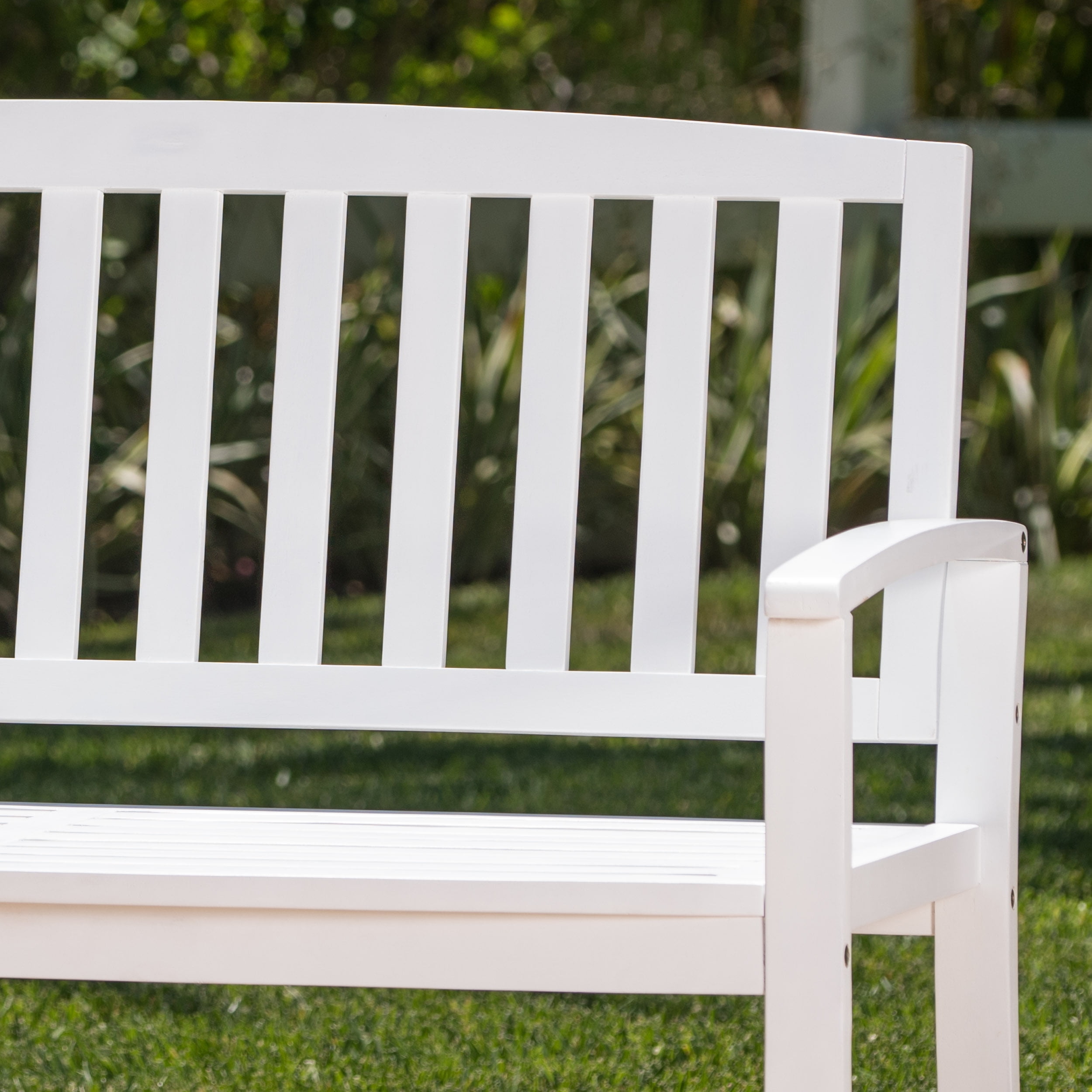 Lilo Outdoor Acacia Wood Bench, White Finish - Walmart.com