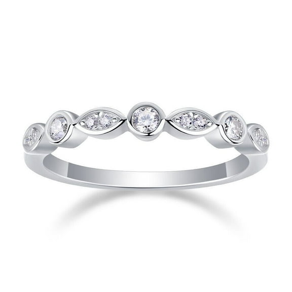 Diamond Wedding Anniversary Ring Bezel Set Ring 1.5 Ct Diamond 14K White Gold Over