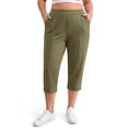 thumbnail image 2 of WellSize Plus Size Capri Pants for Women High Waisted Split Casual Lounge Pants With Pockets Summer Lightweight Cropped Pants, 2 of 7