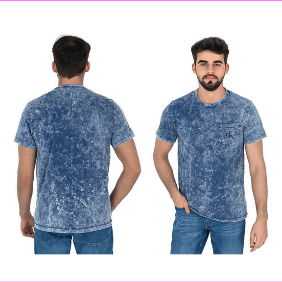 Calvin Klein Men's Tie Dye Monogram Pocket Tee T-shirt , Navy , XS