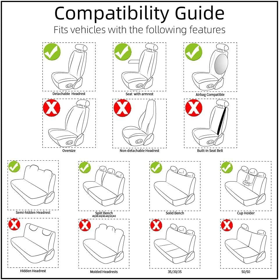 For Ford F150 2016-2023 F250 F350 Crew Cab Pickup Car Seat Covers PU Leather Car Seat Protector Full Set