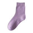 thumbnail image 1 of FhsagQ Socks Womens Socks Plus Size Womens Socks Solid Color Thickened Medium Length Tube Winter Warm Stockings Socks Womens Socks Fishnet Womens Socks Plus Size Purple One Size, 1 of 3