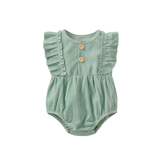 Canrulo Newborn Baby Boys Girls Romper Outfits Toddler Cotton Solid Jumpsuit Playsuit Light Green 0-6 Months