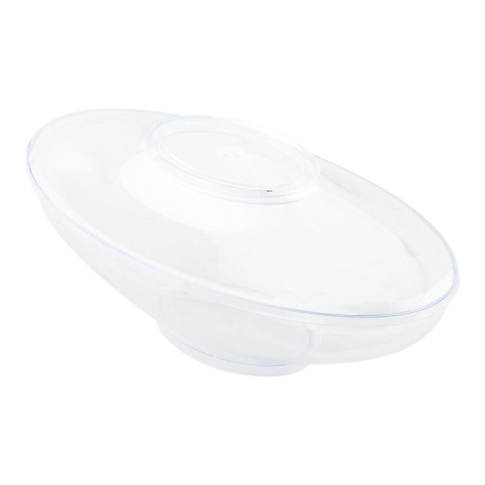 6 oz Oval Clear Plastic Deli Cup Stackable, with Lid 5 1/2" x 3 1/4