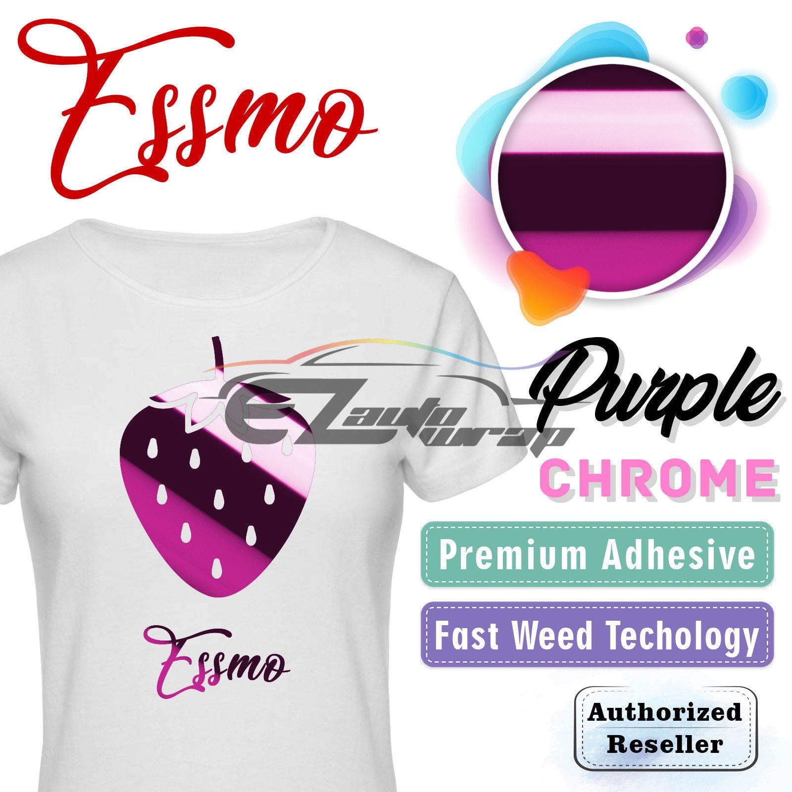 ESSMO Purple Chrome Heat Transfer Vinyl HTV Sheet T-Shirt 20" Wide Iron On Heat Press 20"x72"