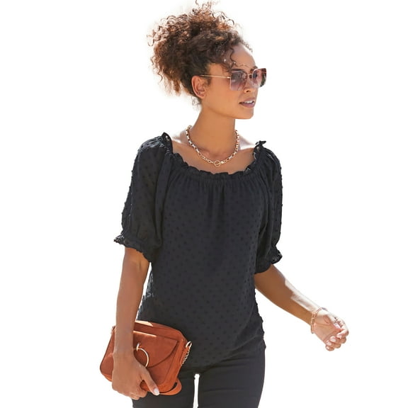 LASCANA Women's Ruffled Off Shoulder Blouse Shirt Ruffles