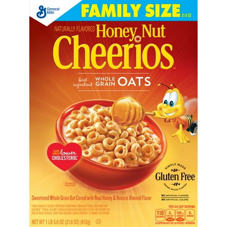 General Mills Honey Nut Cheerios Gluten Free Cereal Family Size 21.6 oz. box