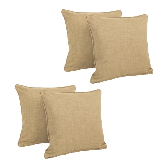 18-inch Double-corded Solid Outdoor Spun Polyester Square Throw Pillows with Inserts (Set of 4) 9810-CD-S4-REO-SOL-07