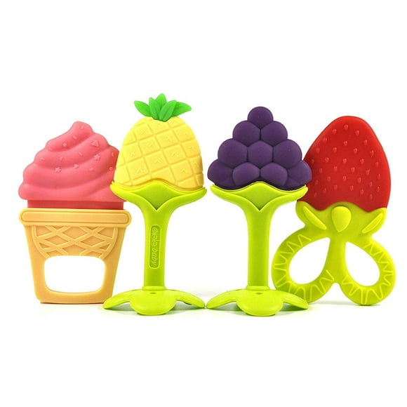 4 pcs Toddlers molar Toys set Baby Teething plaything kit Multifunction Toddlers Fruit Teether suit