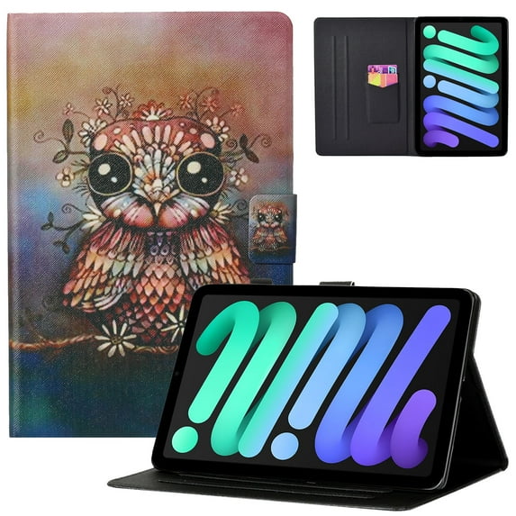 SaniMore for iPad 10th Generation 10.9" 2022 Magnetic Clasp Case, PU Leather Case with Card Slot & Kickstand Shockproof Protective Case for iPad 10th Generation Women Men, Owl