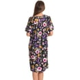 thumbnail image 3 of Dreamcrest Women Lounge House Dress  Short Sleeve Nightgown Sleep Dress House Dress w Side Pocket (Black - Dreamy Floral, Small), 3 of 3