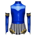 thumbnail image 3 of iiniim Girls Circus Outfit Sequin Striped Leotard with Arm Sleeve Set for Carnival Fancy Party Navy Blue 8, 3 of 7