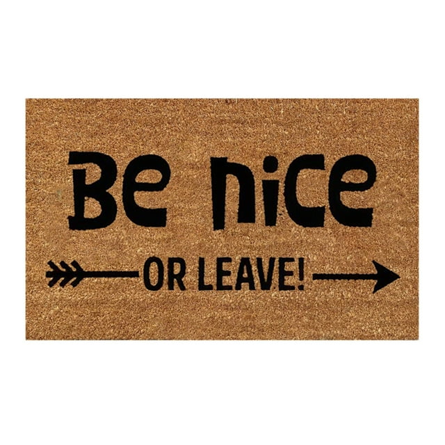 16x24 Inch Spring Front Door Mat Coir Summer Front Door Mat Summer Door Rug All-Season Waterproof Front Door Mat for Home Entrance, Outside Entry, Yard, Floor, Patio, Be nice OR LEAVE!