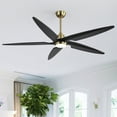 thumbnail image 2 of LEDET 54 in. Black and Gold Indoor 5-Solid Wood Blades LED Ceiling Fan with Remote, 2 of 8