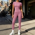 thumbnail image 5 of Ynynloco 2 Piece Sets for Women Summer Casual Jogger Workout Outfits Fitted Crew Neck T-shirt High Waist Tummy Control Yoga Legging Sets, 5 of 7