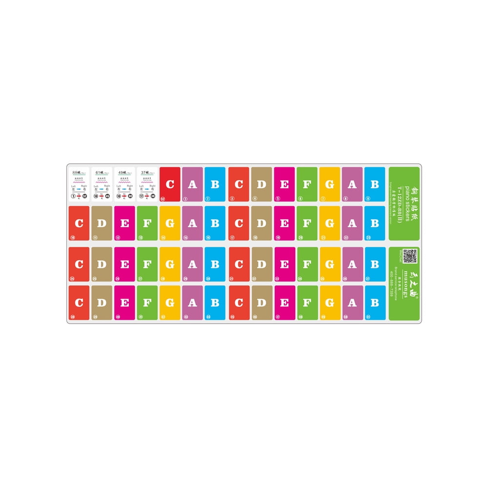 Piano Keyboard Music Note Stickers Colorful Removable For 37 49 61 Key Keyboards For Kids Beginners Piano Practice Walmart Com Walmart Com
