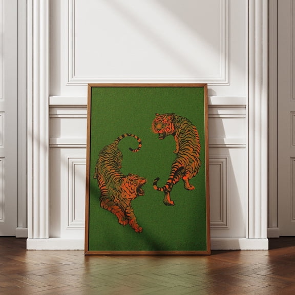 PosterArt Tiger Art Print Retro Funky Poster Trendy Dorm Wall Décor Aesthetic Animal Artwork Minimal Design, 8x12 UNFRAMED