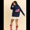 thumbnail image 4 of Cárdigan con Estampado de Bandera, Informal, Holgado, de Larga, con Cuello en V, Estilo Europeo y Americano, Cárdigan Grueso Azul Marino L, 4 of 9