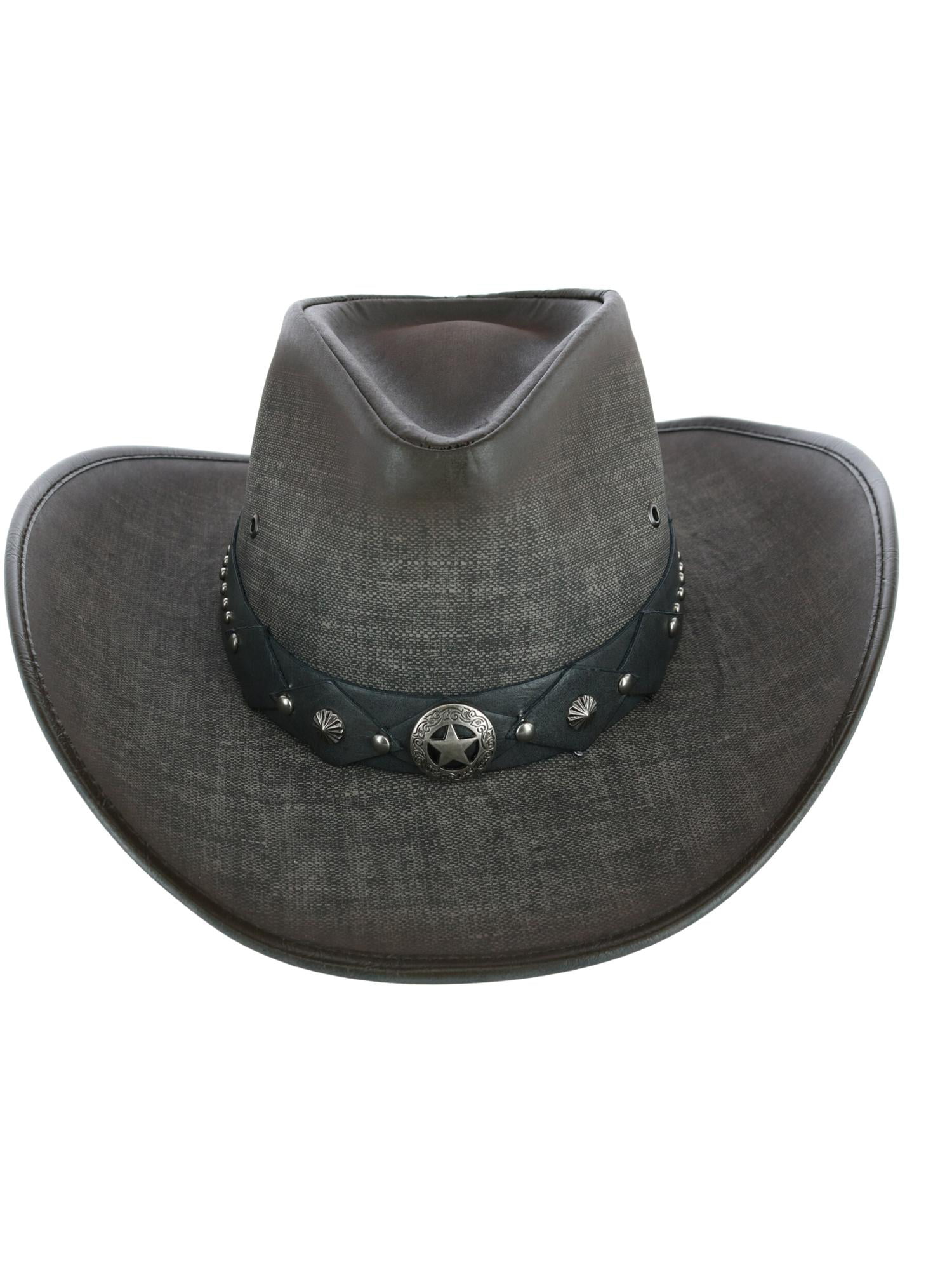 Kenny K Men's Grey UPF 50+ Western Hat with Vegan Leather Band, Medium, Grey 並行輸入