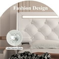thumbnail image 5 of E-motie Queen Size Upholstered LED Bed Frame with Outlets, USB & Type-C - Wingback PU Leather Headboard, Diamond Tufting, White, 5 of 10