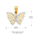 thumbnail image 3 of 14K Two Tone Gold Fancy Monarch Butterfly Charm Pendant with 0.9mm Singapore Chain Necklace - 22", 3 of 6