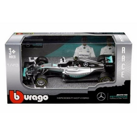 BBURAGO 1:43 RACE - AMG PETRONAS FORMULA ONE TEAM - MERCEDES F1 W07 HYBRID - NICO ROSBERG #6 DIECAST TOY CAR